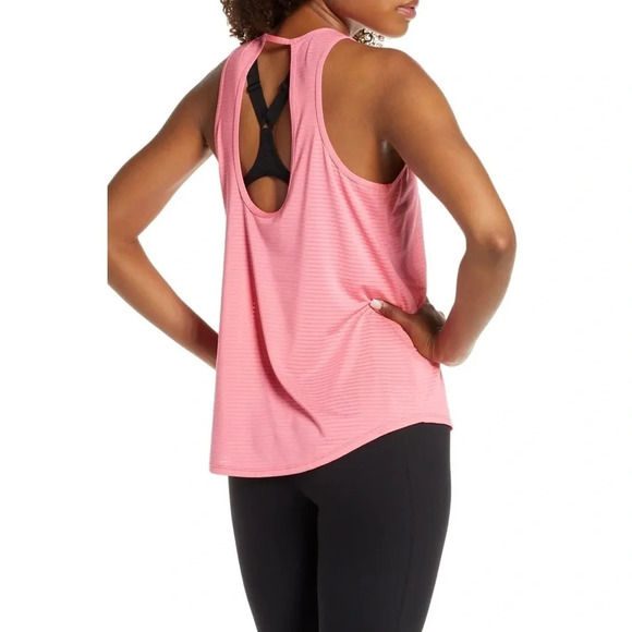 Zella Yogista Sheer Open Back Tank Top Workout Tee - Picture 1 of 7